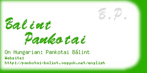 balint pankotai business card